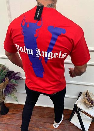 Чоловіча футболка оверсайз palm angels black вільного крою палм енджелс червона l (bon)