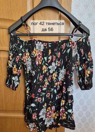Жіноча блуза з відкритими плечима, квітковий принт, розмір s/m