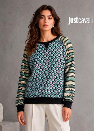 Оригінальний світшот у квітковий принт з люрексом just cavalli