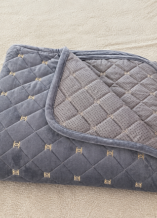 Коттоновое покрывало на диван «шанель» серого цвета набор 3 предмета 90×160 и 90×210 см