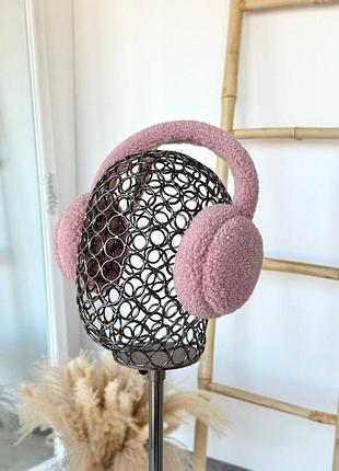 Женские меховые наушники из искусственного меха премиум качества teddy розовые