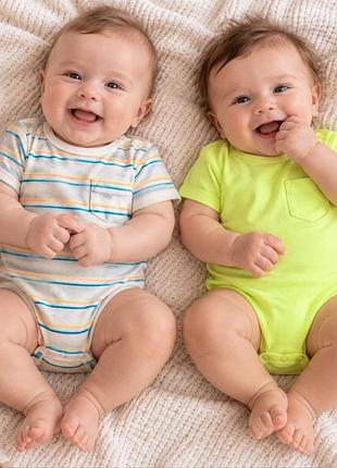 Боді для хлопчиків carter's бавовняні в смужку та салатові, 12м (до 76см)
