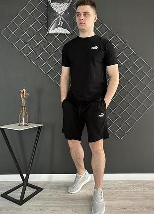 Шорты puma белый лого + футболка puma черная