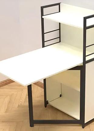 Стол книжка с этажеркой практик 1 ferrum-decor белый дсп, черный металл (frd-104611)