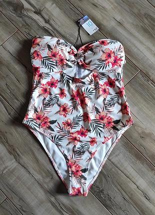 Слитный купальник бандо primark с тропическим принтом, размер s / m (eur 38 / uk 10)