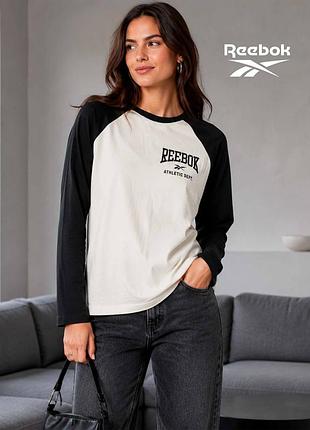 Новый молочно черный лонгслив оригинал reebok xs