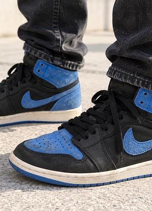 Nike air jordan 1 high мужские-женские, натуральная замша, стелька 25 см