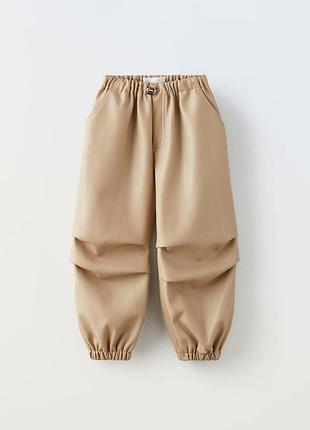 Брюки из экокожи для девочки 122см, zara, 6-7роков, стильные брюки-парашуты для девочки