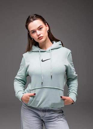 Женская утепленная кофта худи nike мятная xl