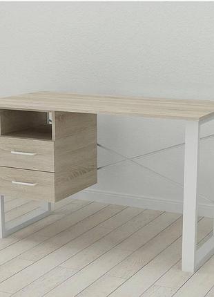 Письмовий стіл з ящиками ferrum-decor оскар 1200 мм, білий дсп сонома, метал (frd-103223)