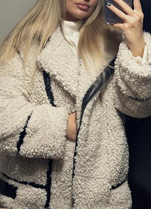 Дублянка жіноча h&m teddy біла 5