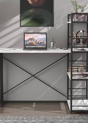 Письменный стол с этажеркой ferrum-decor коннект 120x60 см, черный/белый дсп (frd-104219)