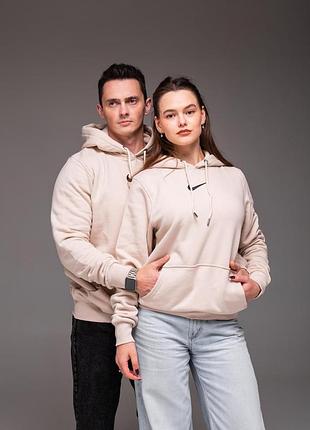 Утепленная кофта худи nike унисекс бежевая m