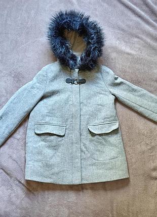 Пальто для дівчинки zara тренч сіре з капюшоном