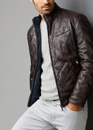 Преміальна шкіряна стьобана двлстороння куртка massimo dutti