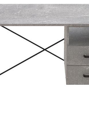 Письменный стол с ящиками ferrum-decor оскар 750x1200x600 мм, металл/дсп бетон, черный (frd-103219)