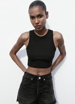 Топ жіночий zara в рубчик чорний