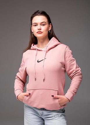 Женская утепленная кофта худи nike пудра xl