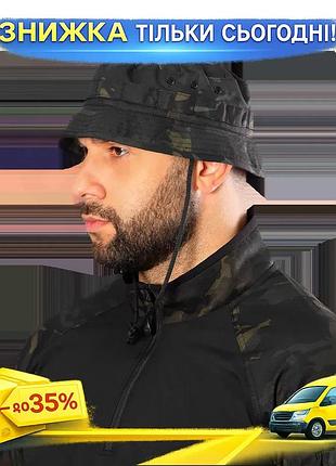 Ku панама camotec combat universal fit twill чорна мультикам тактична панама для військових і активног uni2l_k