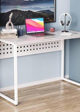 Письменный стол майк ferrum-decor 75x120x60 см, белый металл/дсп бетон (frd-106514)