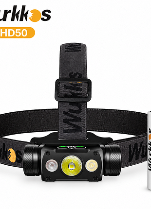 Налобный фонарь wurkkos hd50 xhp50.3 hi (5700k-6000k) с красным светом, магнитом, type-c и аккумулятором 21700 (5000