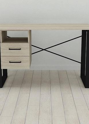 Письмовий стіл з ящиками ferrum-decor оскар (140 см) метал/дсп сонома, чорний (frd-103278)