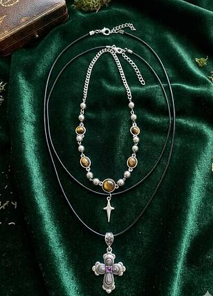Трио-колье «amulet» в серебряном цвете набор
