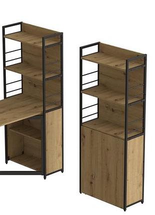 Стол книга трансформер практик 2 ferrum-decor с этажеркой, дуб артизан/черный металл (frd-104630)