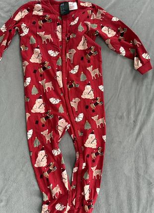 Піжама для хлопчика/дівчинки h&m новорічна червона з принтом
