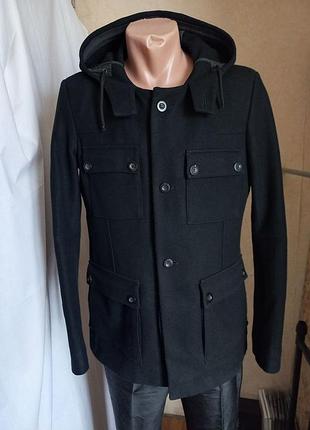 Мужское шерстяное полупальто-куртка reiss (80% virgin wool). премиум! размер m