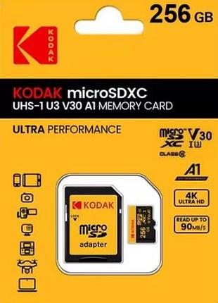Kodak micro-sd 256 гб до 90 мб/с class 10, u3, tf карта 4k