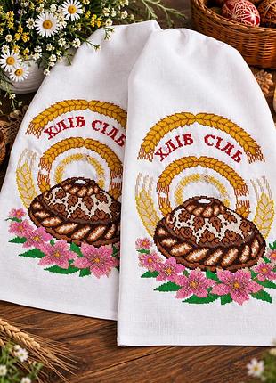 Свадебный рушник "хлеб соль"2 м на 35 см