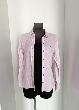 Рубашка сорочка ralph lauren s-m , льон , рожева