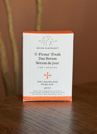 Сироватка для обличчя з вітаміном с drunk elephant c-firma fresh day serum 4.5+4 ml
