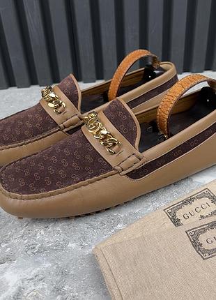 Gucci gg interlocking monogram moccasins мужские мокасины кожа оригинал 43 eur