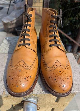Мужские коричневые ботинки броги grenson sharp 2