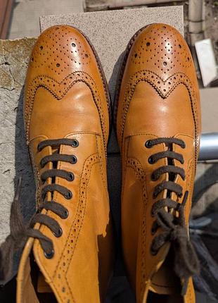 Мужские коричневые ботинки броги grenson sharp 3