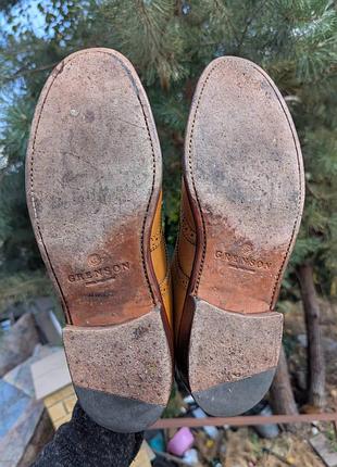 Мужские коричневые ботинки броги grenson sharp 4