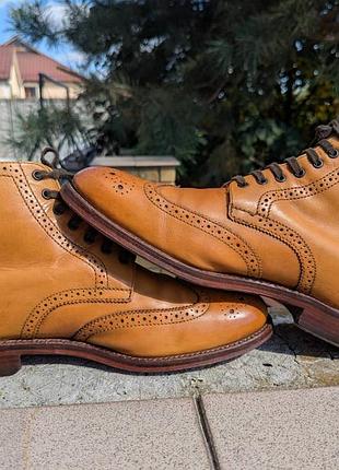 Мужские коричневые ботинки броги grenson sharp 6