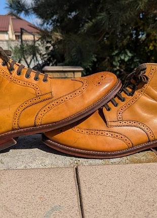 Мужские коричневые ботинки броги grenson sharp 7
