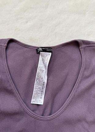 Фиолетовый лонгслив в рубчик zara 3