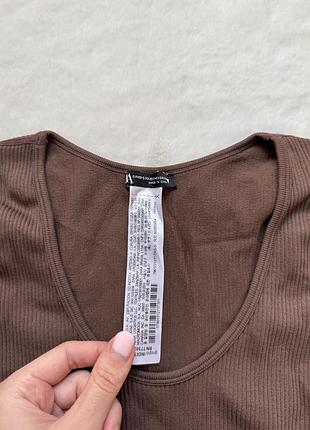 Коричневый лонгслив в рубчик zara 2