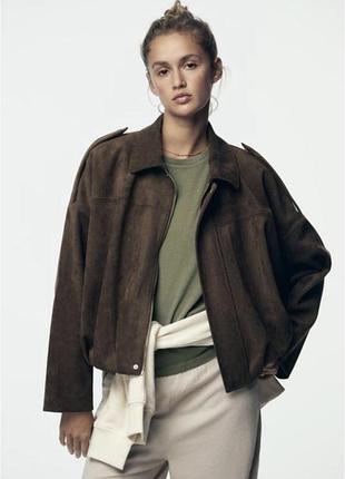 Куртка жіноча zara коричнева замшева