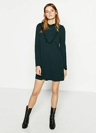 Новое мини платье zara темно зеленого цвета