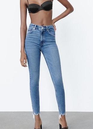 Джинси скінні zara premium '80s high waist old blue skinny jeans в дуже красивому кольорі