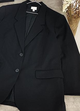 Черный оверсайзный пиджак h&amp;m 2