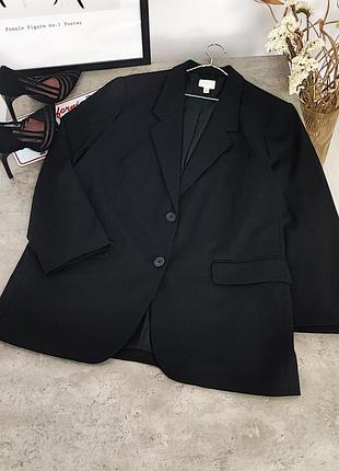 Черный оверсайзный пиджак h&amp;m