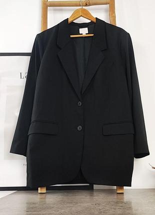 Черный оверсайзный пиджак h&amp;m 3