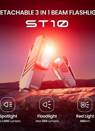 Універсальний edc-ліхтар sofirn mini st10 (tn-3535, 6500k-7000k) з основним, бічним та червоним світлом, магнітом, кліпсою та акум