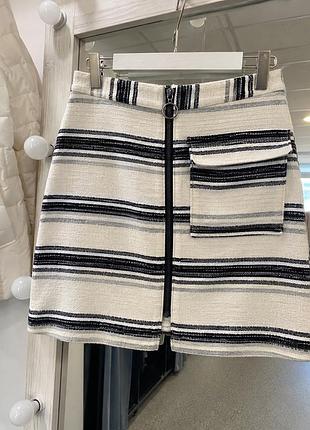 Міні-спідниця topshop жакардова у смужку